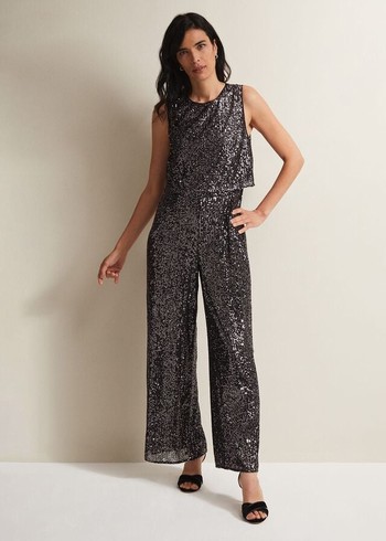 Phase Eight Aubrey Sequin Wide Leg Dress Grey Australia | RO2917540